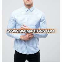 Wholesale Button Down Shirts Men Cotton Slim Fit Men Casual Plaid Dress Shirt